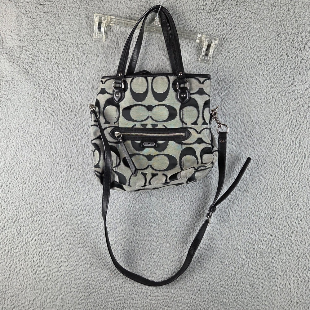 Coach Tote Bag Women Small Black Gray Signature C Crossbody Handbag